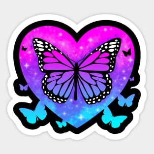 Butterfly Heart Sky Stars Sticker